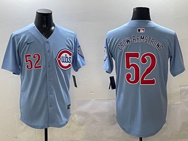 Men Chicago Cubs 52 Grow-Armstrong Light Blue Throwback Fashion 2025 Nike MLB Jersey style 1